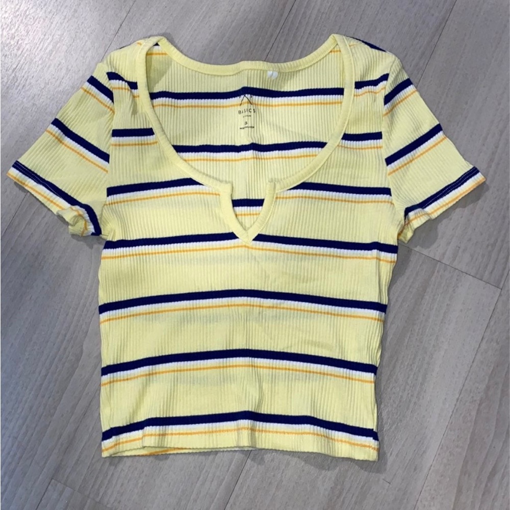 Yellow Striped Pacsun Cropped Top Size XS